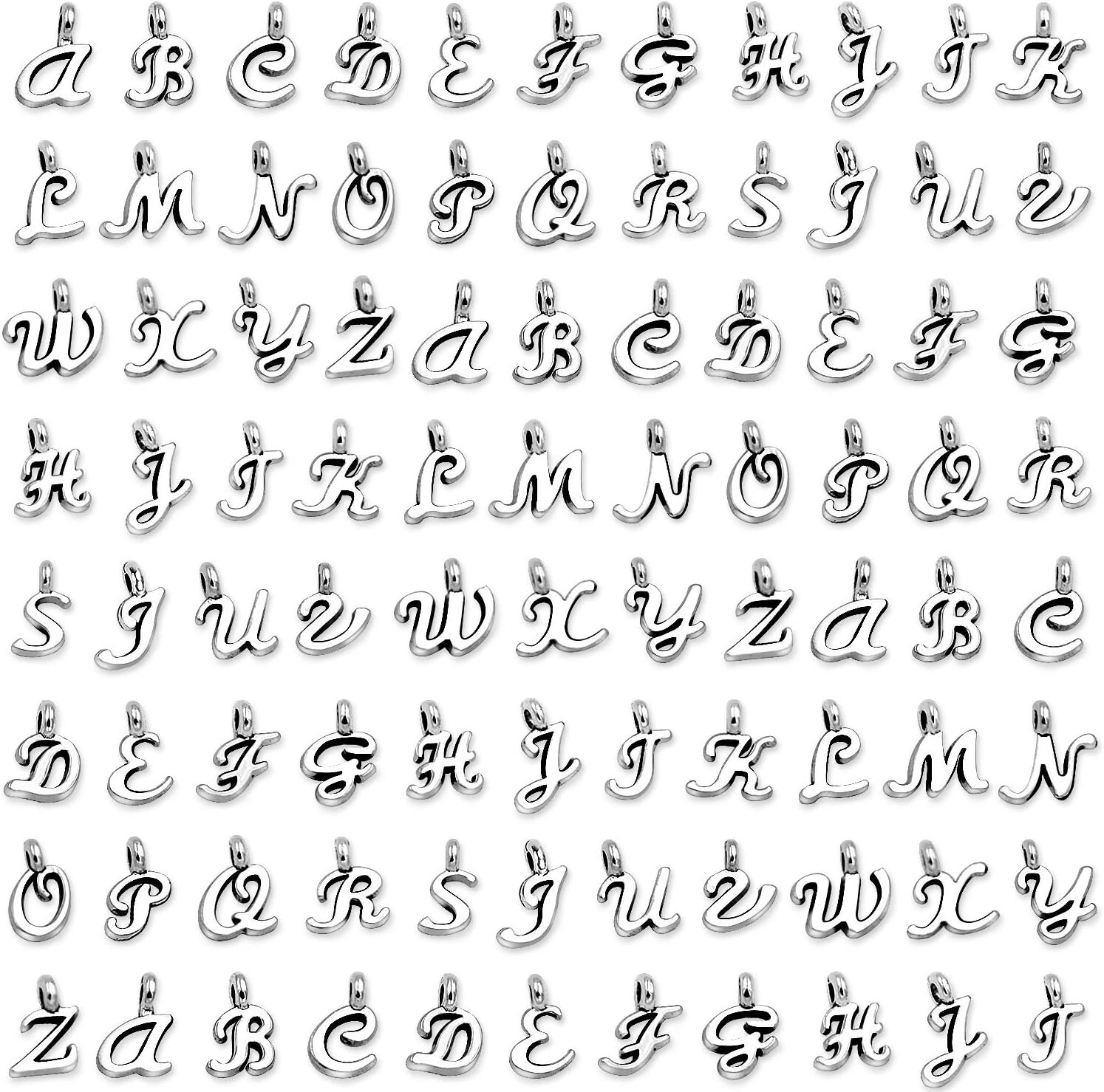 Alphabet Charms Letter Antiqued Silver 1 Full Set A-Z Bulk Jewelry