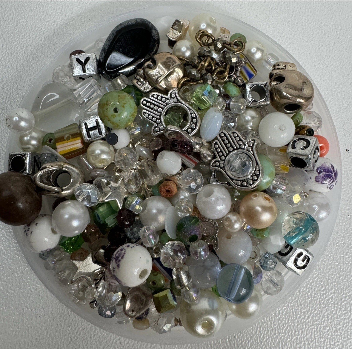 Modern Vintage Beads (2oz) of Mixed Colors Sizes Brights Glass Beads Unique