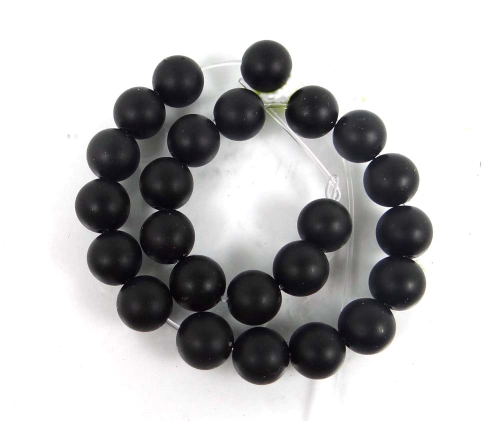 8mm Matte Black Onyx Round Beads (24)