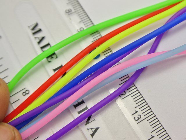 10 Strands X1Meter Color 2mm Hollow Rubber Tubing Jewelry Cord Cover Memory Wire