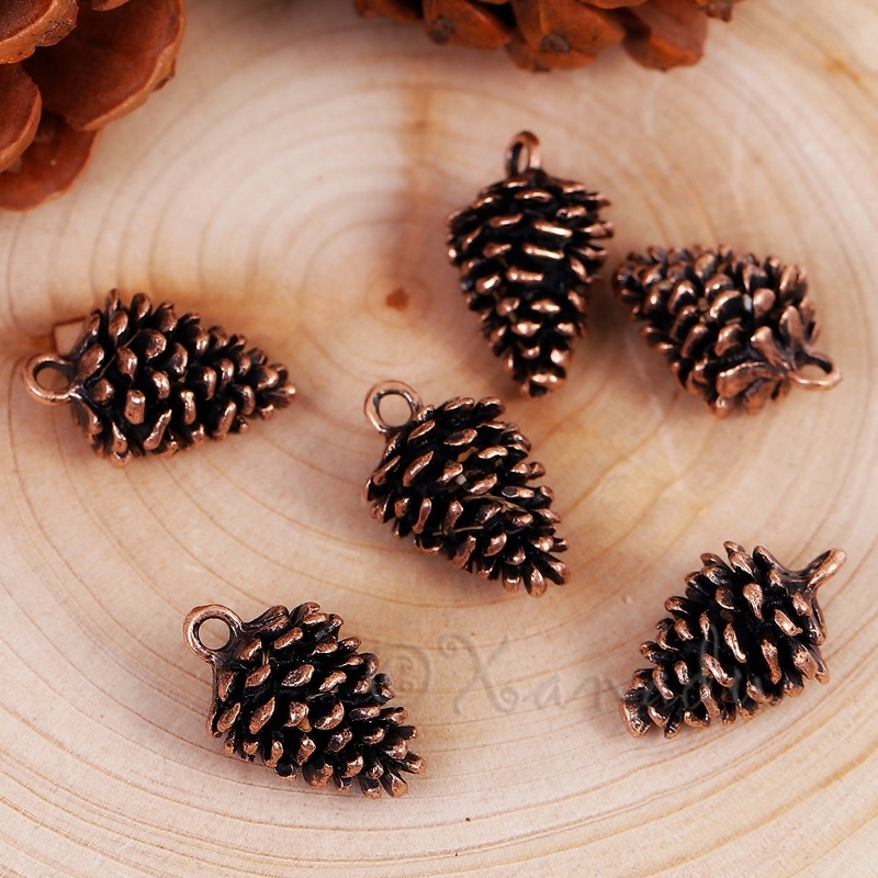 Pine Cone Charms 20mm Antiqued Copper Autumn Pendants C5490 – 2, 5, 10 or 20PCs