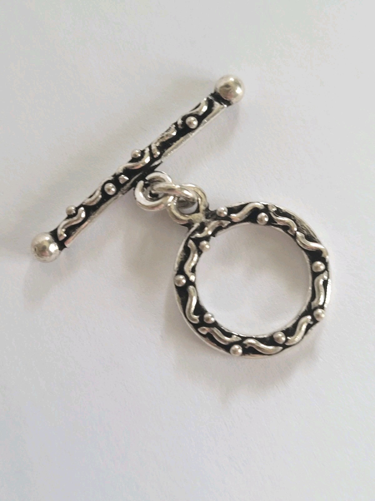 Bali Sterling Silver Toggle Clasp For Bracelet .925 Sterling Silver 16mm Round