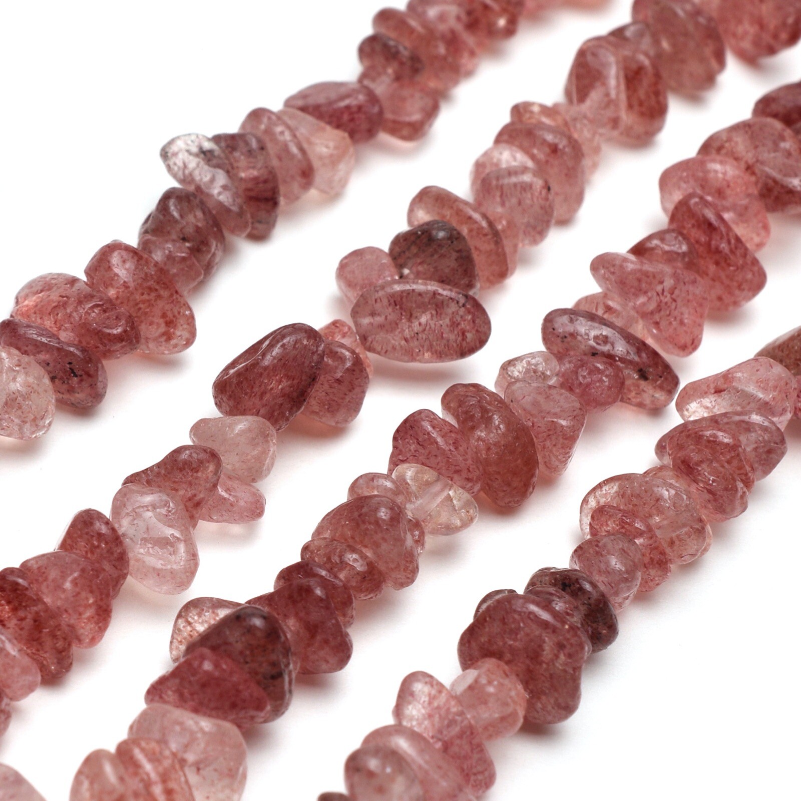 Natural Strawberry Quartz Chip Beads 32” Strand 5~8mm Jewelry Making Bulk Loose
