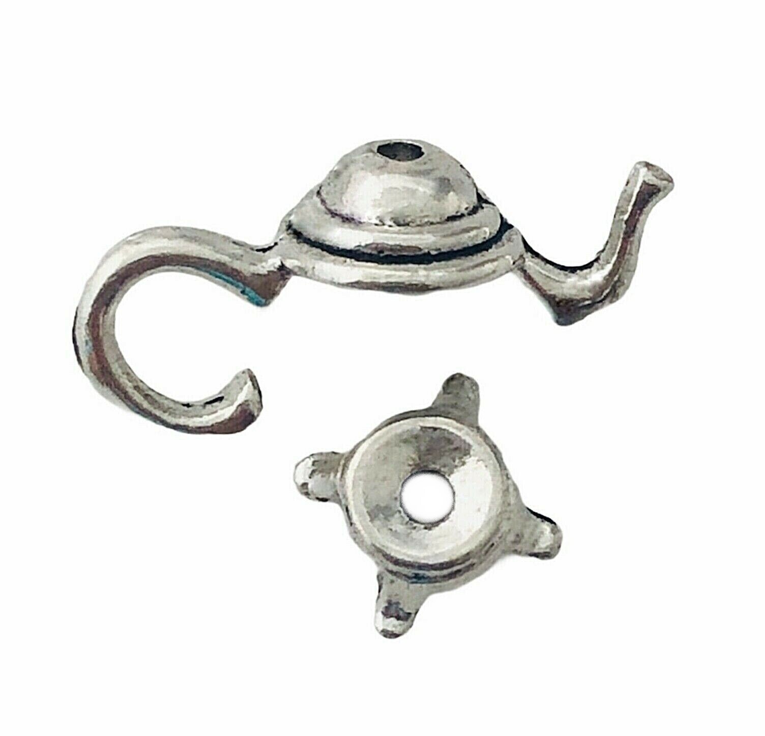 10 Sets Teapot Antiqued Tibetan Silver Bead Caps Hugger Frame Beads
