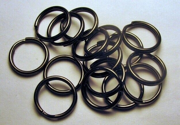 4 Key Rings 15mm Approx 5/8″ Split Ring Gun Metal Black Finish Steel Findings