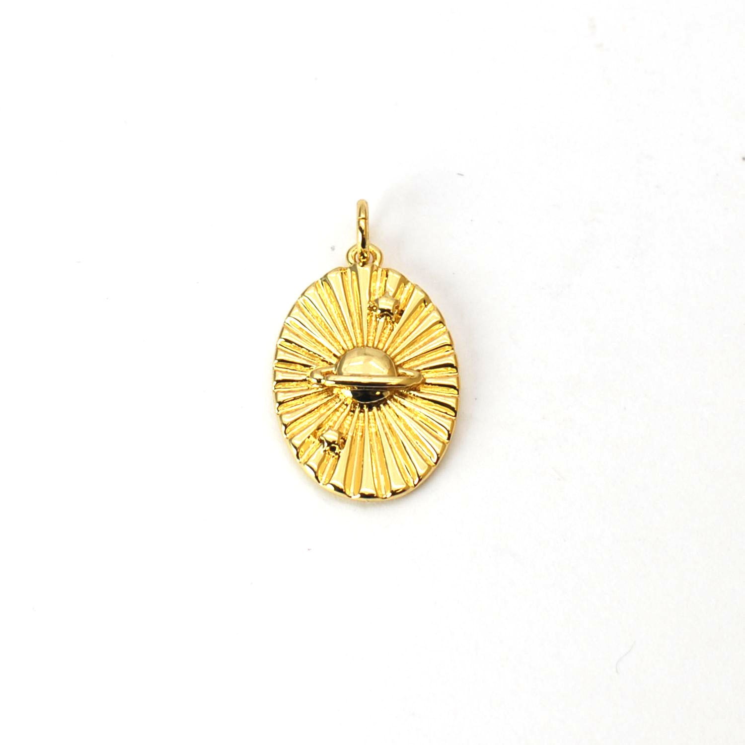 1Piece 18K Gold Plated Brass Satellite Star Oval Charm Pendant GJH05