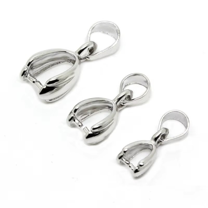 10PCS 925 Sterling Silver Bail Connector Pinch Clasp Pendant Jewelry Making DIY
