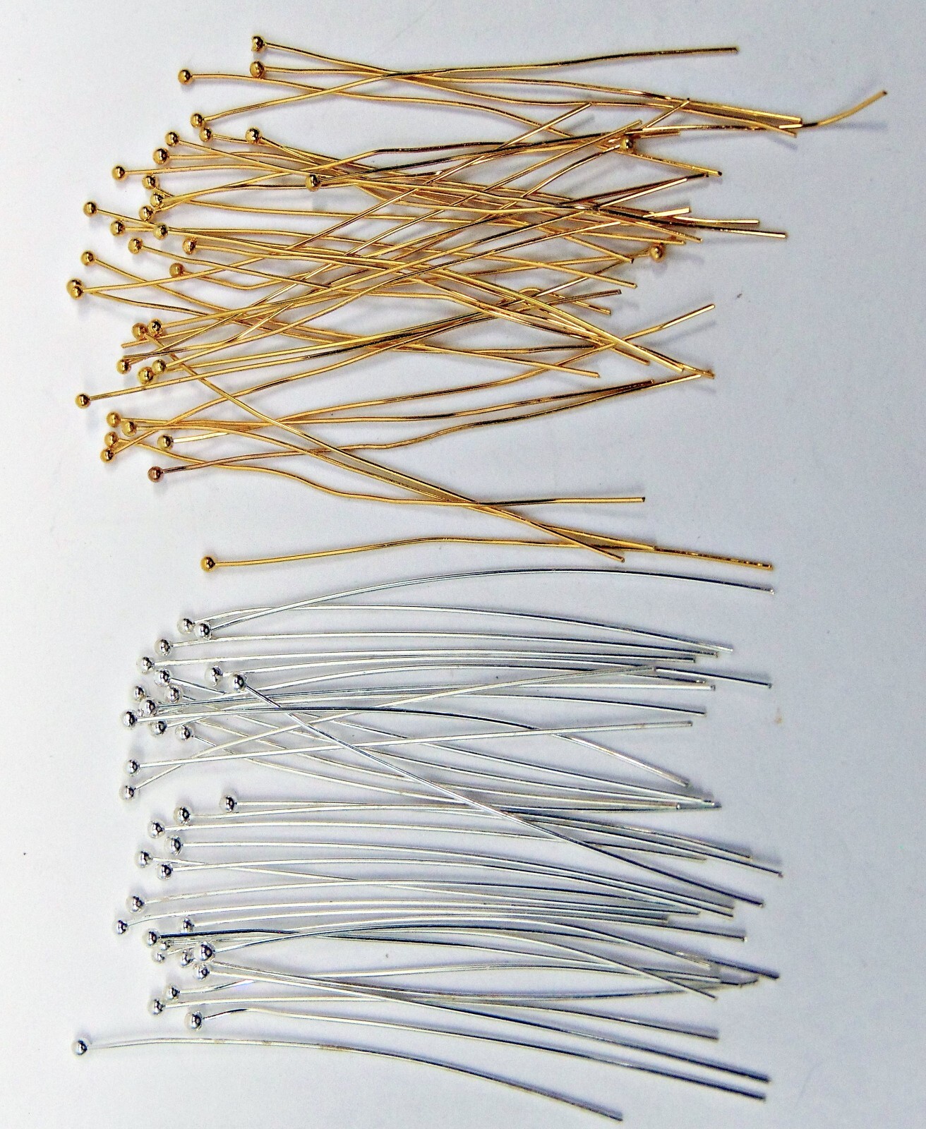 50 Silver Plated Brass BALL END HEAD Pins 2 inch 24 gauge No Lead No Nickel