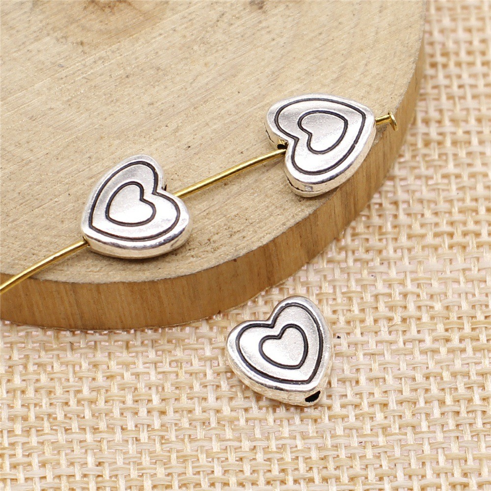 180 Pcs Tibet Silver Heart Spacer Beads 10MM B14363