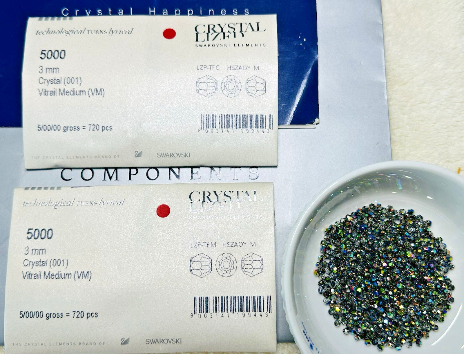 Swarovski 5000 3mm Crystal Vitrail medium 720pcs Round Beads Seal Pack Austria