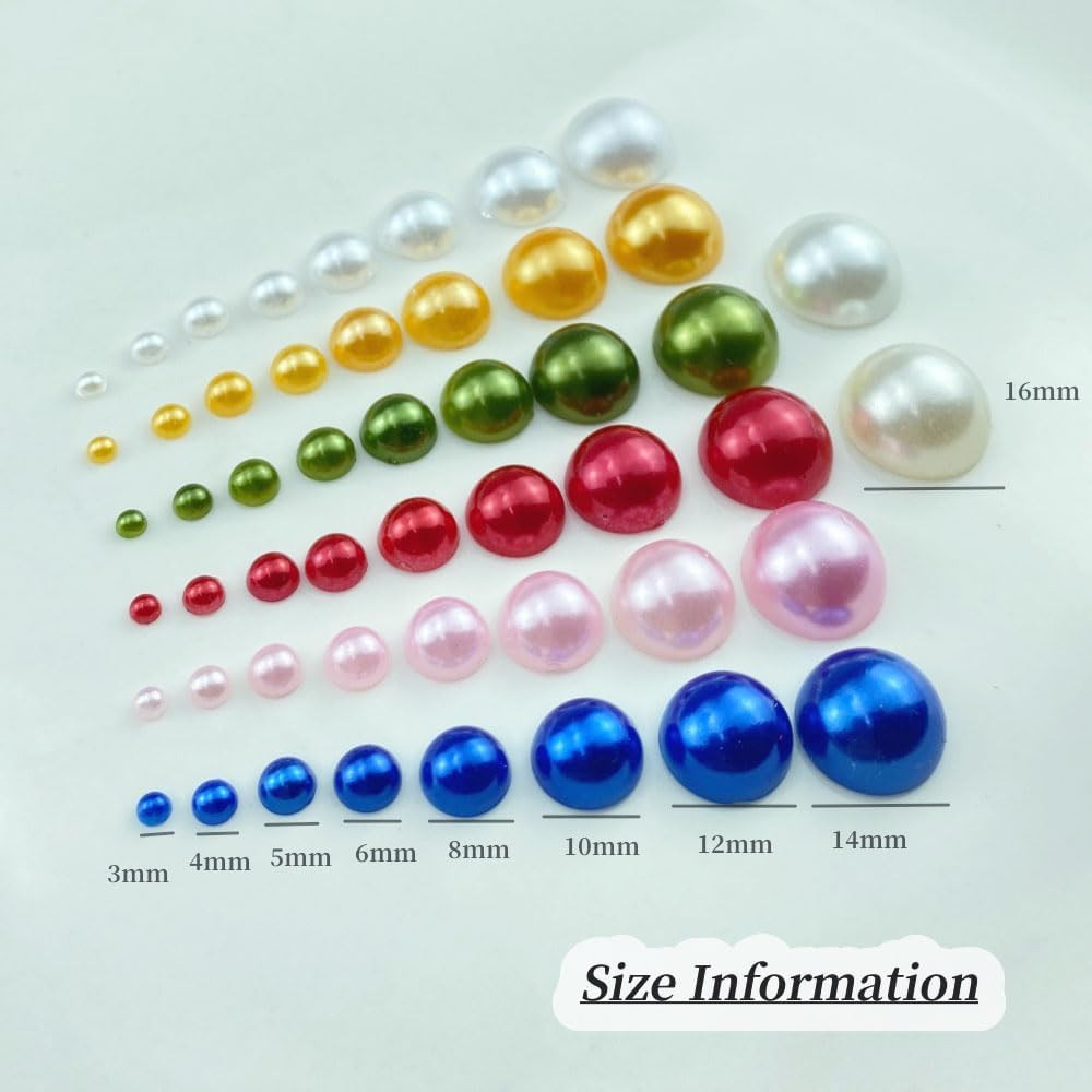 8000Pcs 3Mm Flatback Half Pearls round Crafts Beads for Jewelry Making DIY Scrap