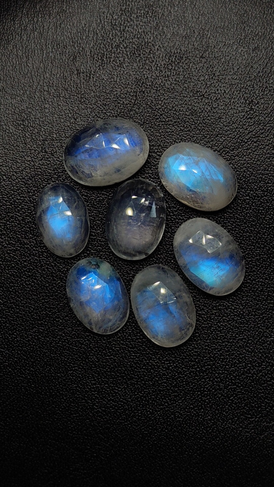 Natural Rainbow Moonstone Top Faceted Rose Cut Oval Shape Gemstone Lot 11X15 MM