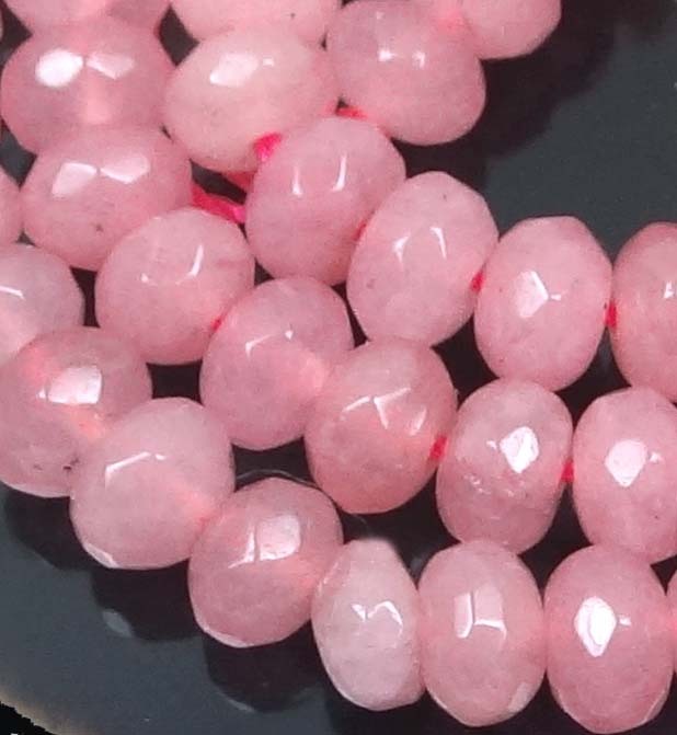6x4mm Pink Jade Faceted Rondellel Beads 15.5″