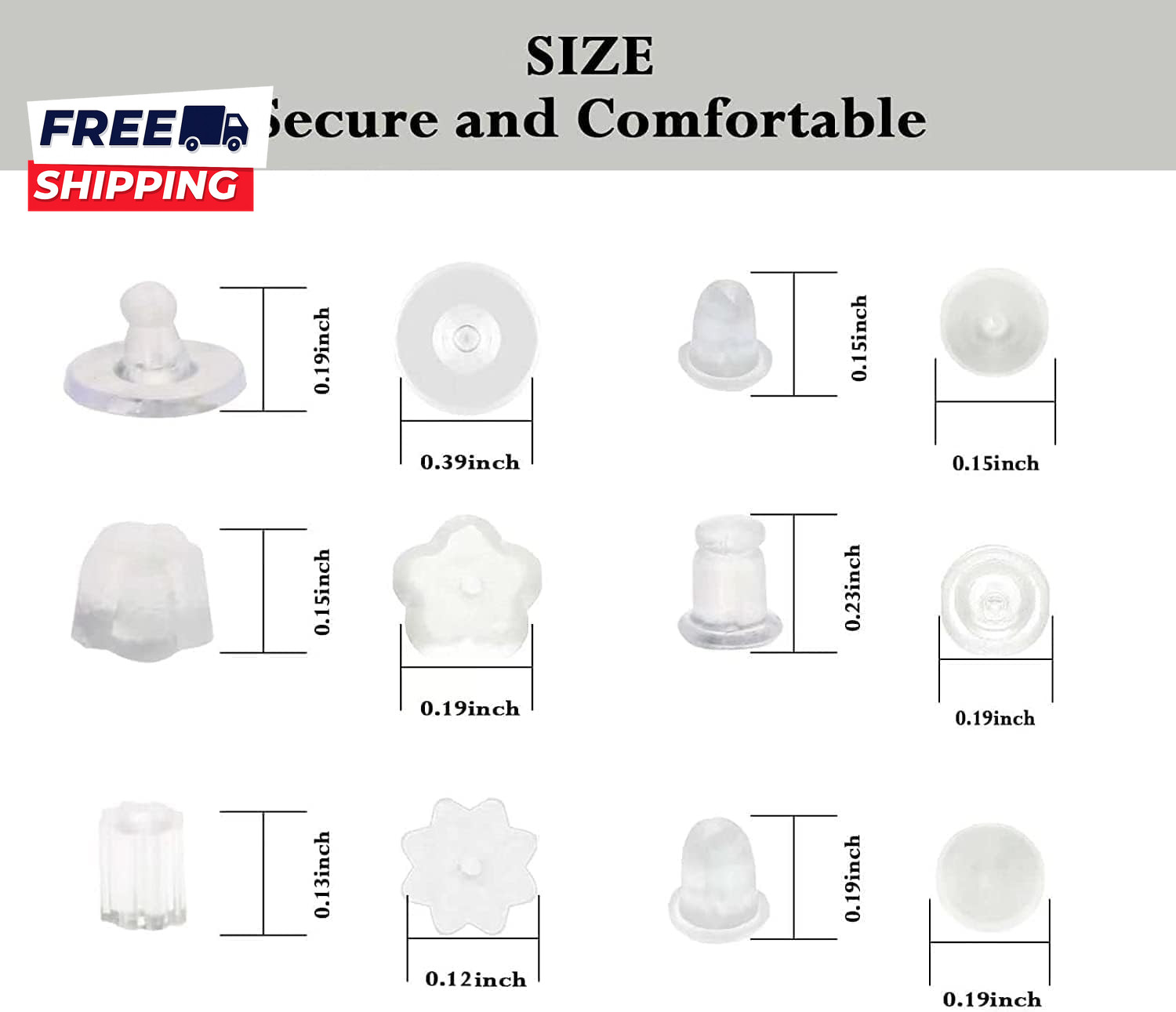 6 Styles Silicone Earring Backs for Studs 600 Pcs Clear Soft Earring Backings