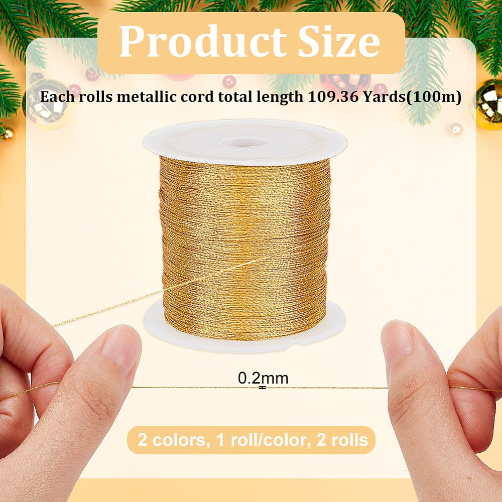 1bag 2 rolls 2 colors Metallic Cord for Jewelry Making Round Mixed color 0.2mm