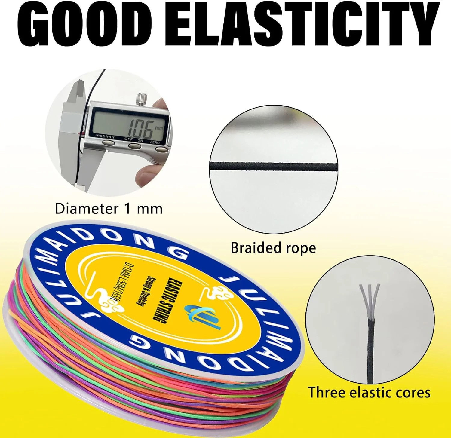 1.0mm Elastic Bracelet String Cord, Crystal Stretch Bead Cord for Bracelets Jewe