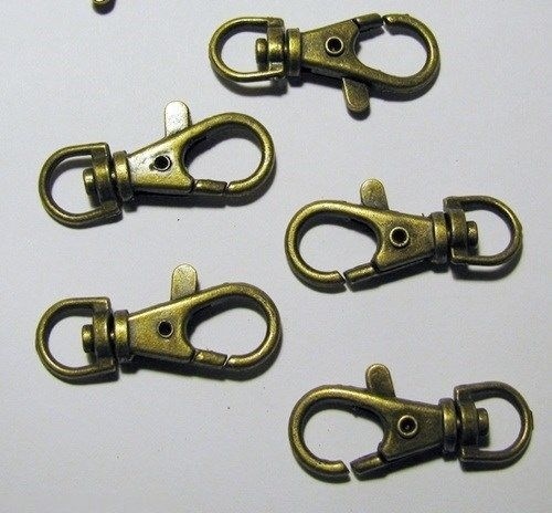 40 Swivel Clips ~ Lobster Clasp 1.5″ long ANTIQUE Brass STEAMPUNK 39mm x 16mm