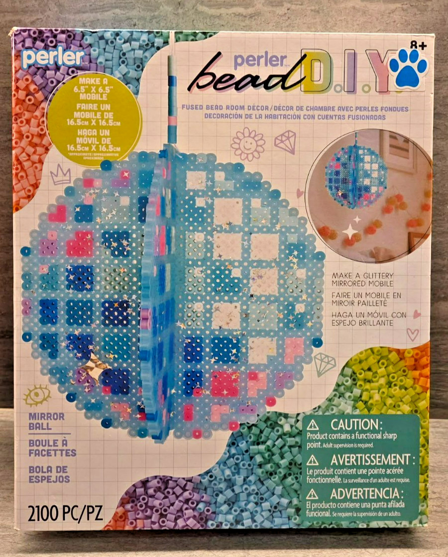 Perler Bead DIY Room Decor -Make Glittery Mirror Ball & More – 2100 Pieces