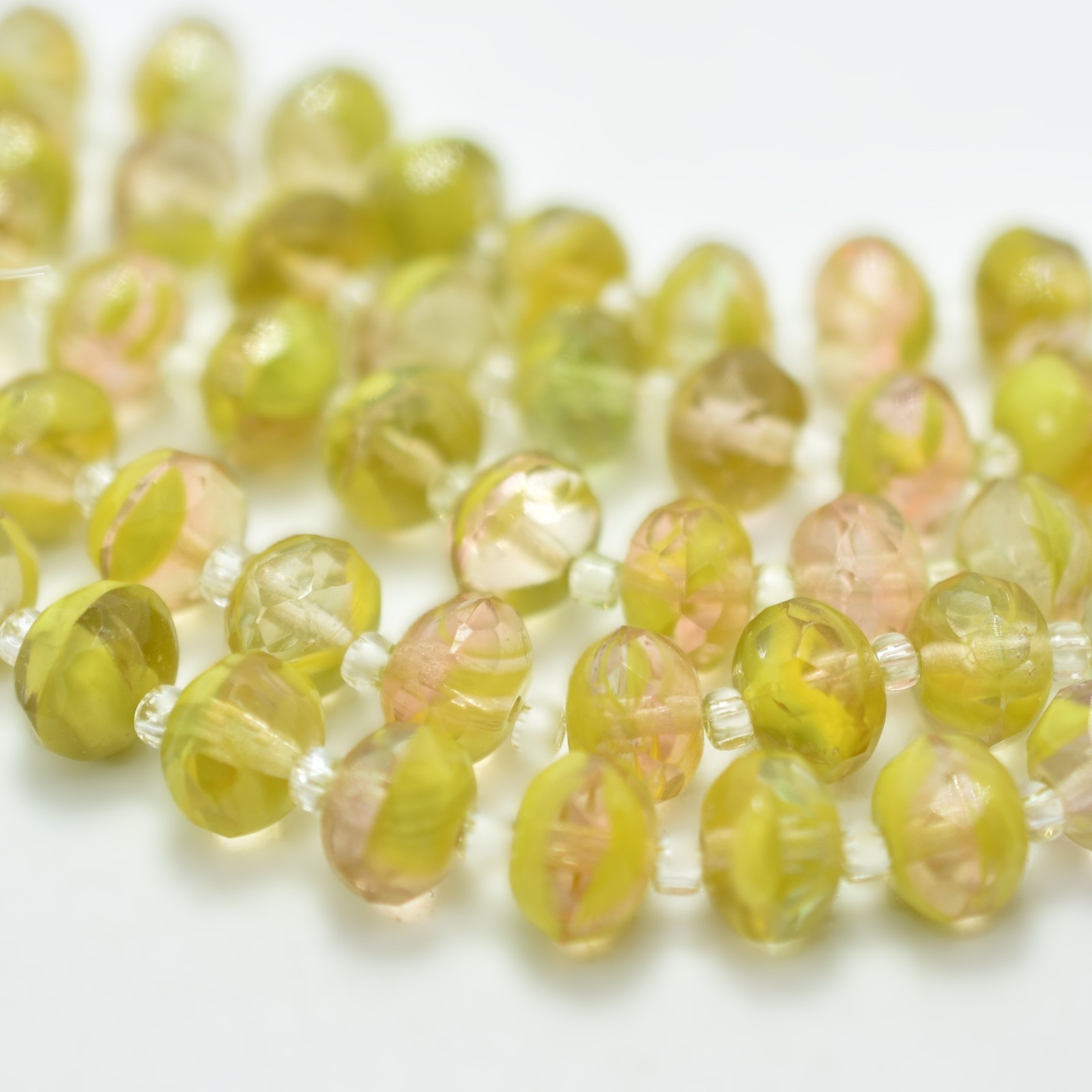 10 Beads – 6x8mm Rondelle Chartreuse, Clear, Rose Czech Glass