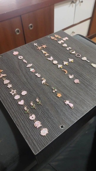 50PCS Girl Pink Drip Oil Charms Mixed Animal Heart Flower Moon DIY Jewelry