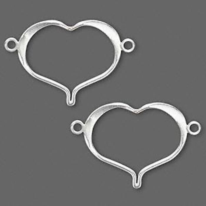 2 Fine Sterling Silver 22x18mm Open Heart Link Connectors *
