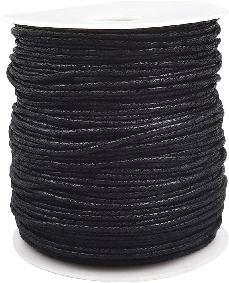 100 Yards 1.5Mm Black Waxed Cotton Cord Jewelry Making