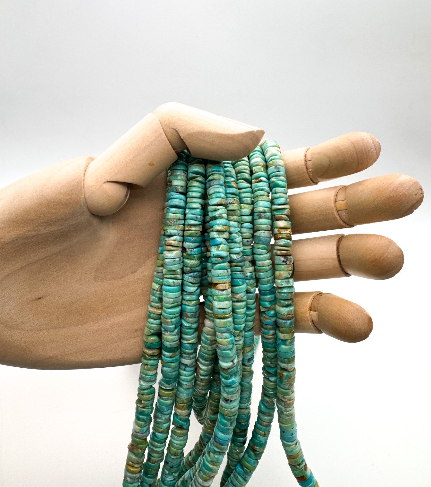 Natural Arizona Blue Green Turquoise Smooth Flat Round Heishi Gemstone Beads