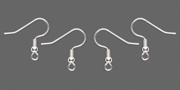 24 each Silver Plated Stainless Steel Ear Wires Hooks w/ Bead Coil end Earrings