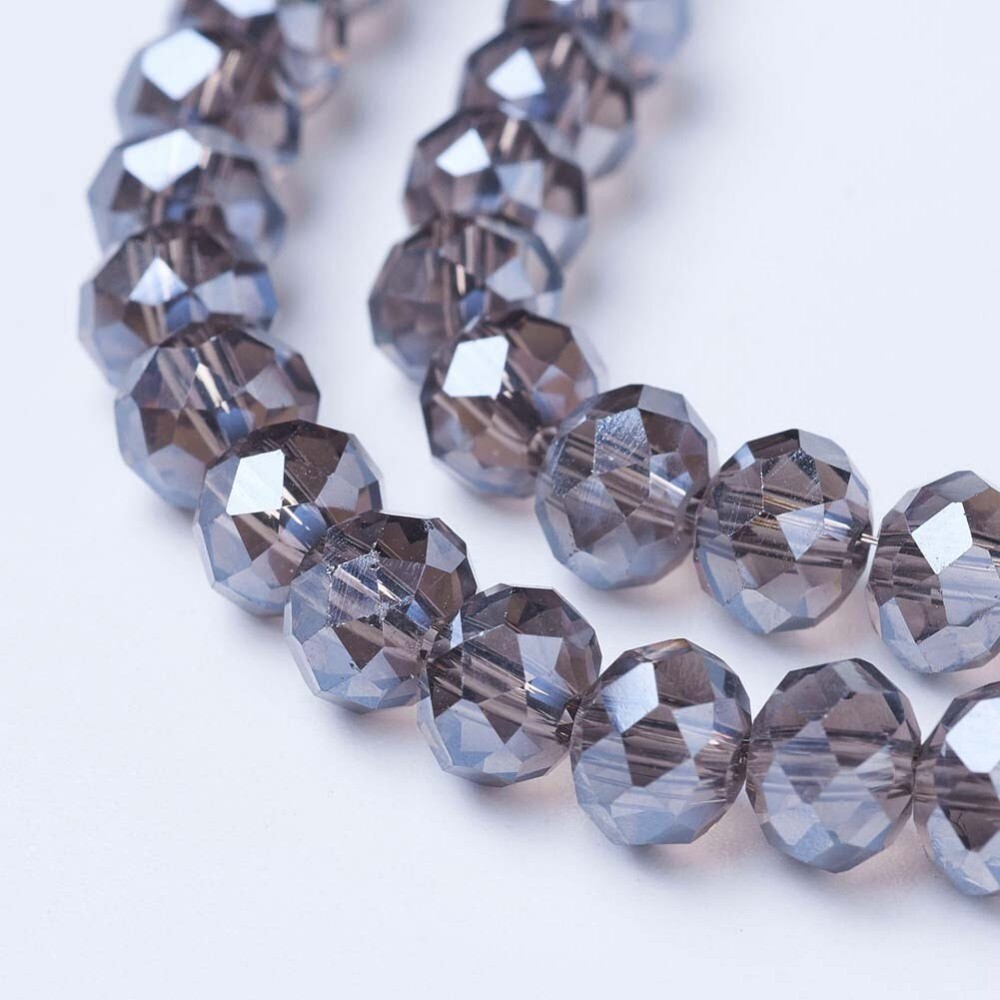8mm Gray Rondelle Glass Beads Faceted Pearl Luster 16″ 72 Bead Strand 1050