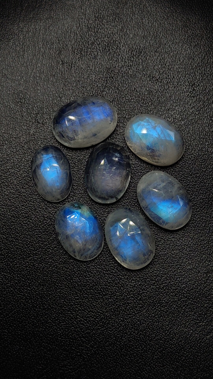 Natural Rainbow Moonstone Top Faceted Rose Cut Oval Shape Gemstone Lot 11X15 MM