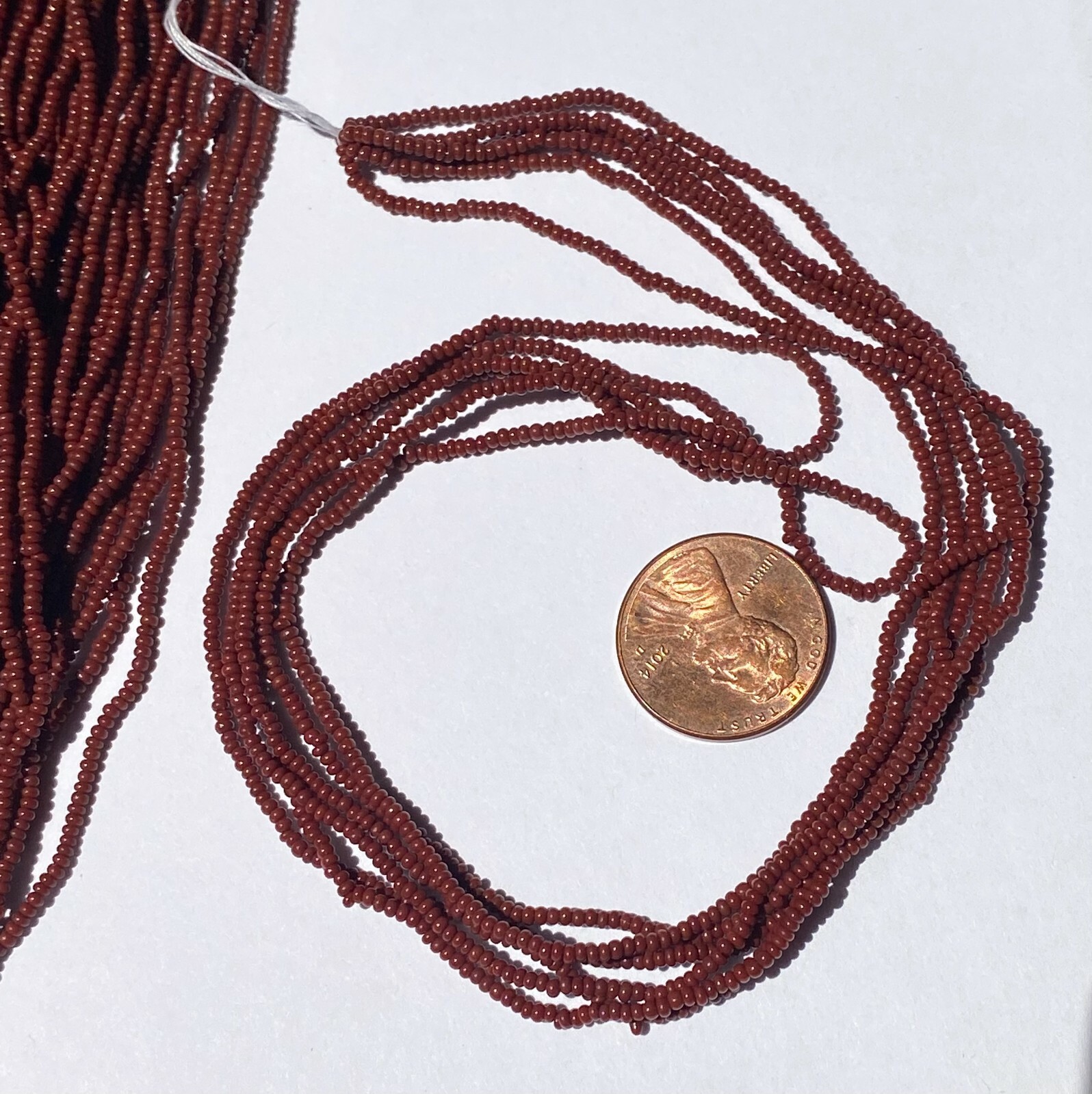 Antique/Vintage Micro Seed Beads-14/0 Reddish Brown Chocolate Earth-6 gram hanks