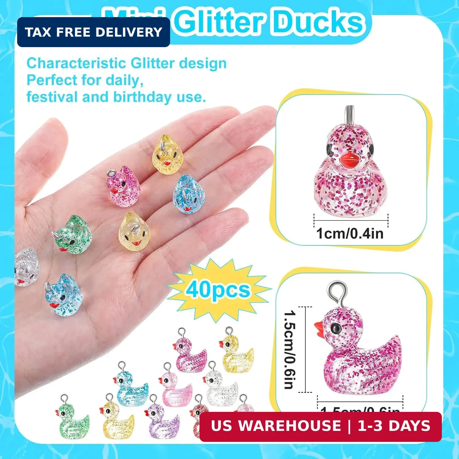 Jetec 40 Pcs Mini Resin Duck Charms Pendants Findings Beads for Women Adult Jewe