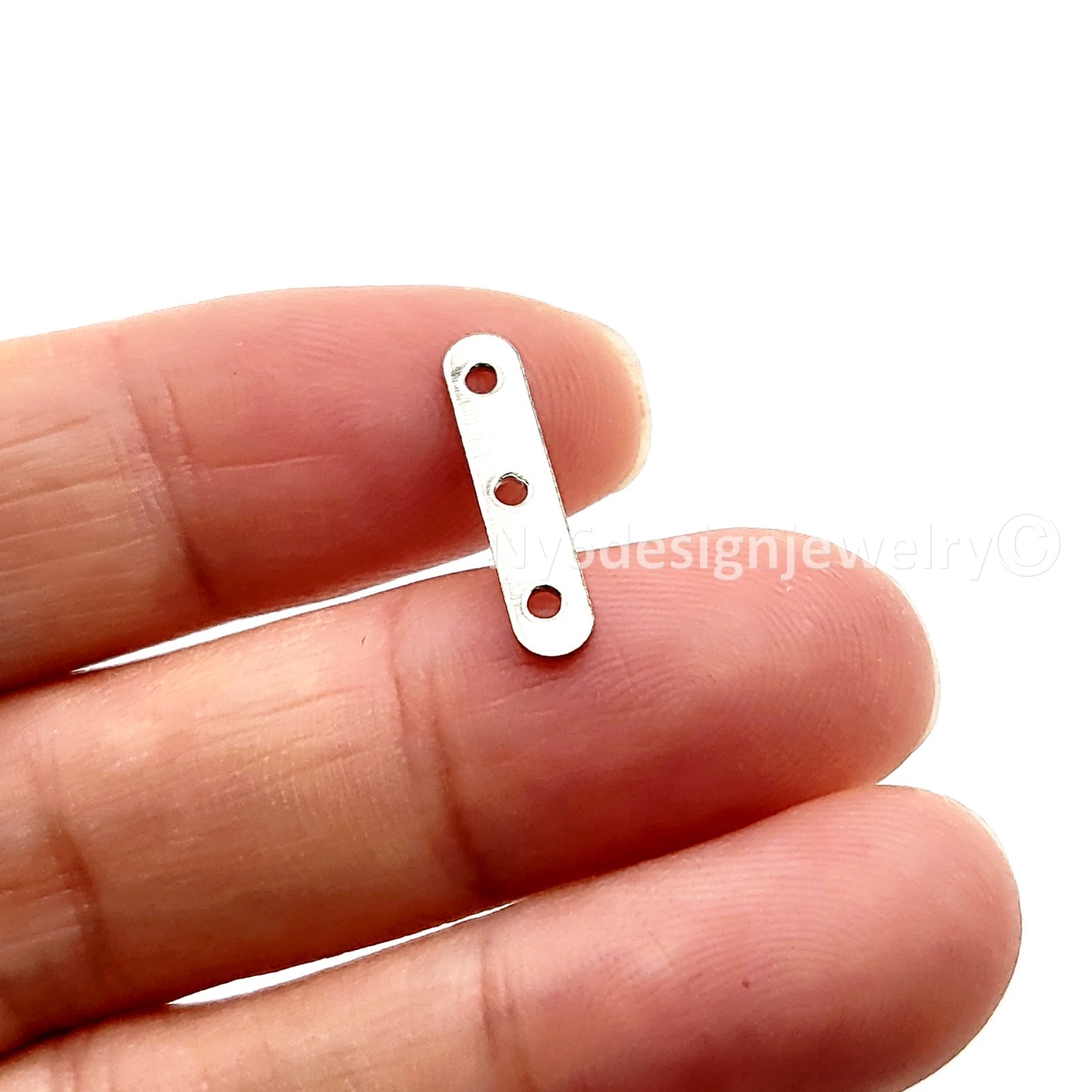 20pcs Pewter Bar Metal Beads 3-Hole Smooth Spacer Beads Silver Color 17x3mm