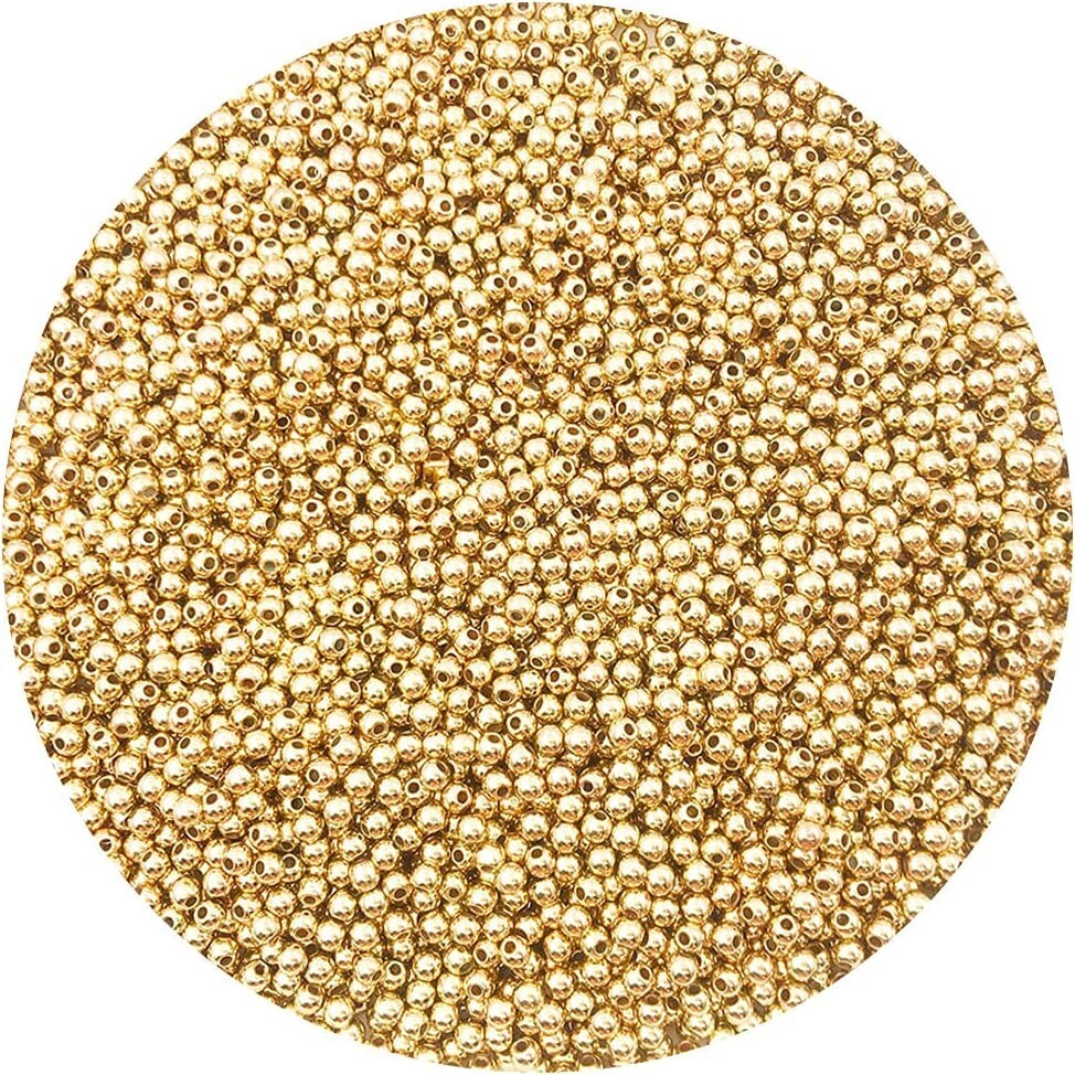 Gold Spacer Beads Round Metal Plated Acrylic 4mm Jewelry Findings Set Bulk 100pc