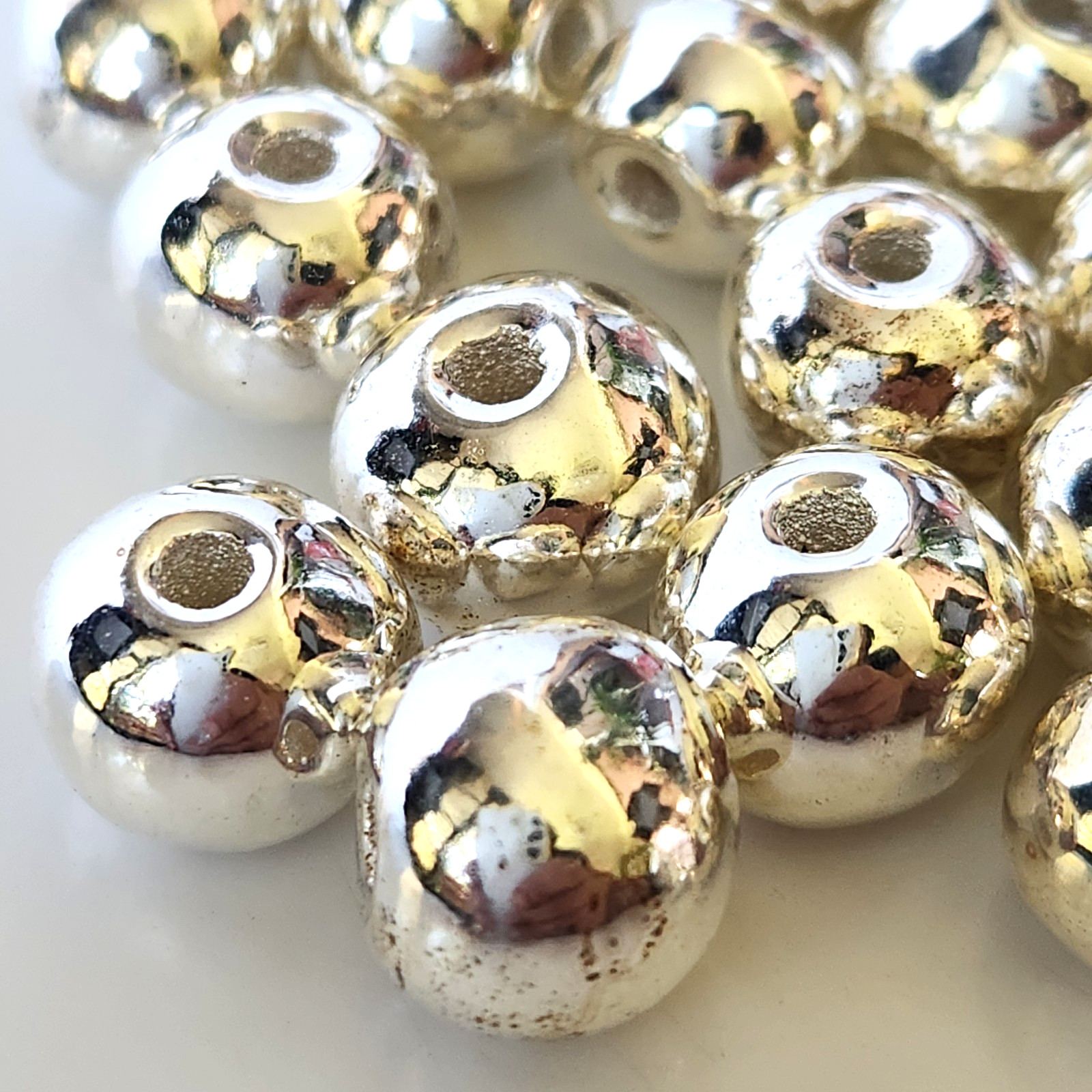 1500 Pcs 2.4lb Discontinued Greek Mykonos Metalized Ceramic Beads DIY Jewelry
