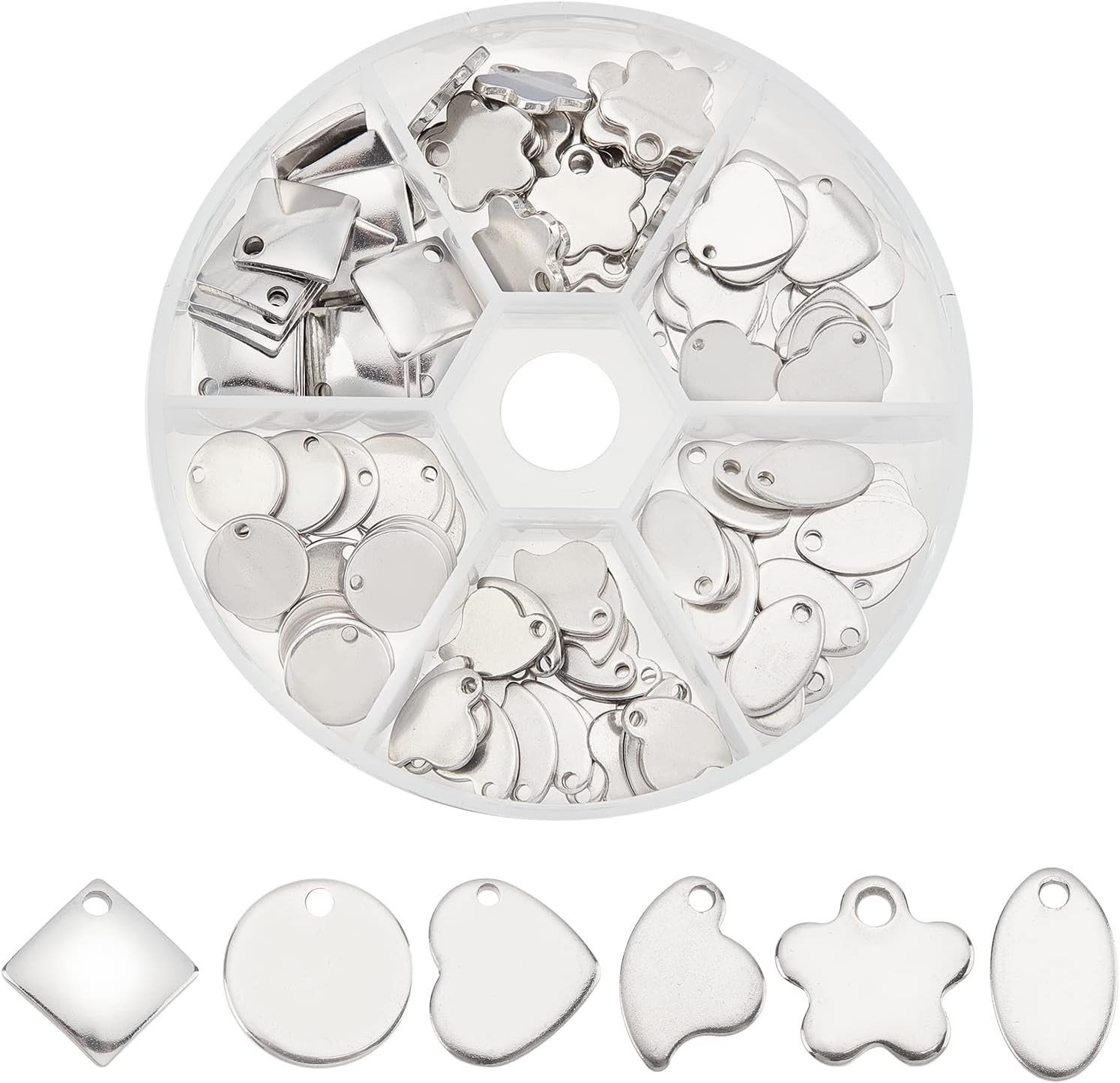 Art Deco 120 Pcs Stainless Steel Stamping Charms – Perfect for Jewelry Making