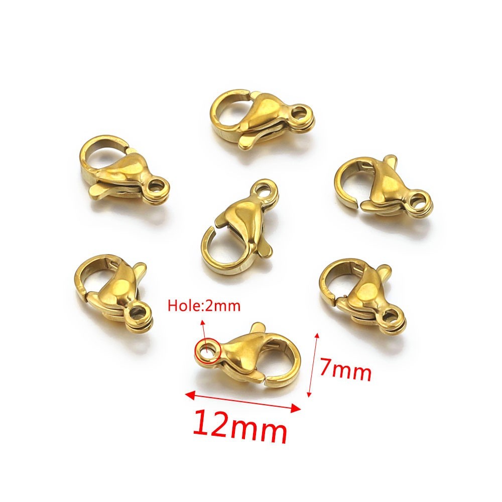 5pcs 18K Gold 316L Stainless Steel Lobster Clasp Hook Claw Clasp Findings TH3
