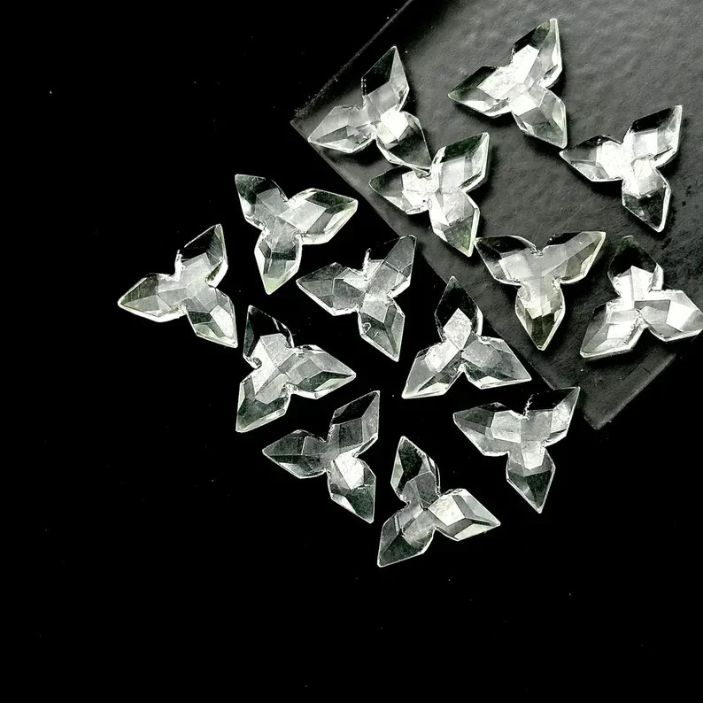 5Pcs Crystal Quartz Ninja Star Carving Beads, Fancy Gemstone Beads, 12mm