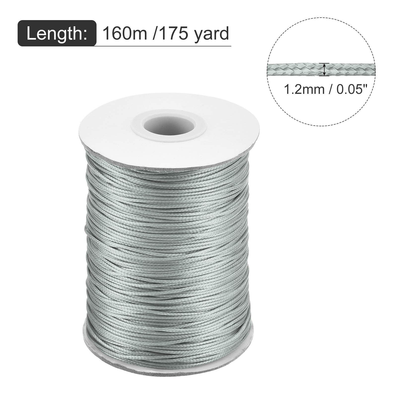 Light Gray 1.2mm Waxed Cord 175 Yard Wax Bead Thread String for Jewelry Make