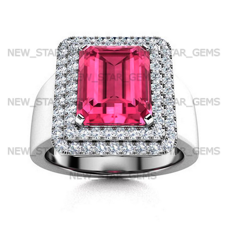 AAA Quality Pink Tourmaline Gemstone Ring For Men’s 925 Silver Wedding Ring