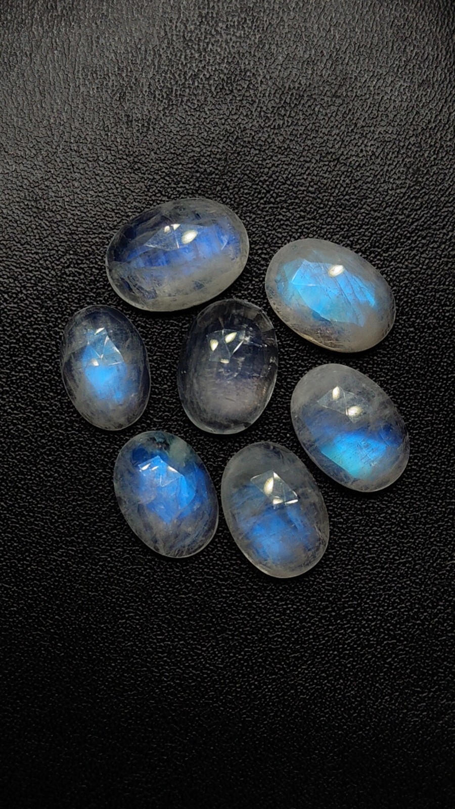 Natural Rainbow Moonstone Top Faceted Rose Cut Oval Shape Gemstone Lot 11X15 MM
