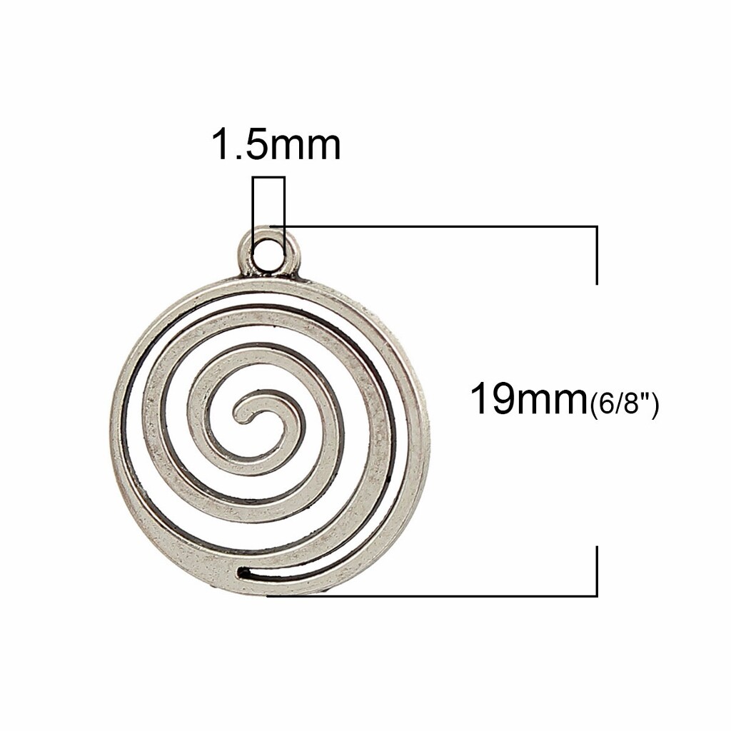 Spiral Design Charms 19mm Antiqued Silver Plated Pendants C3788 – 5, 10 Or 20PCs