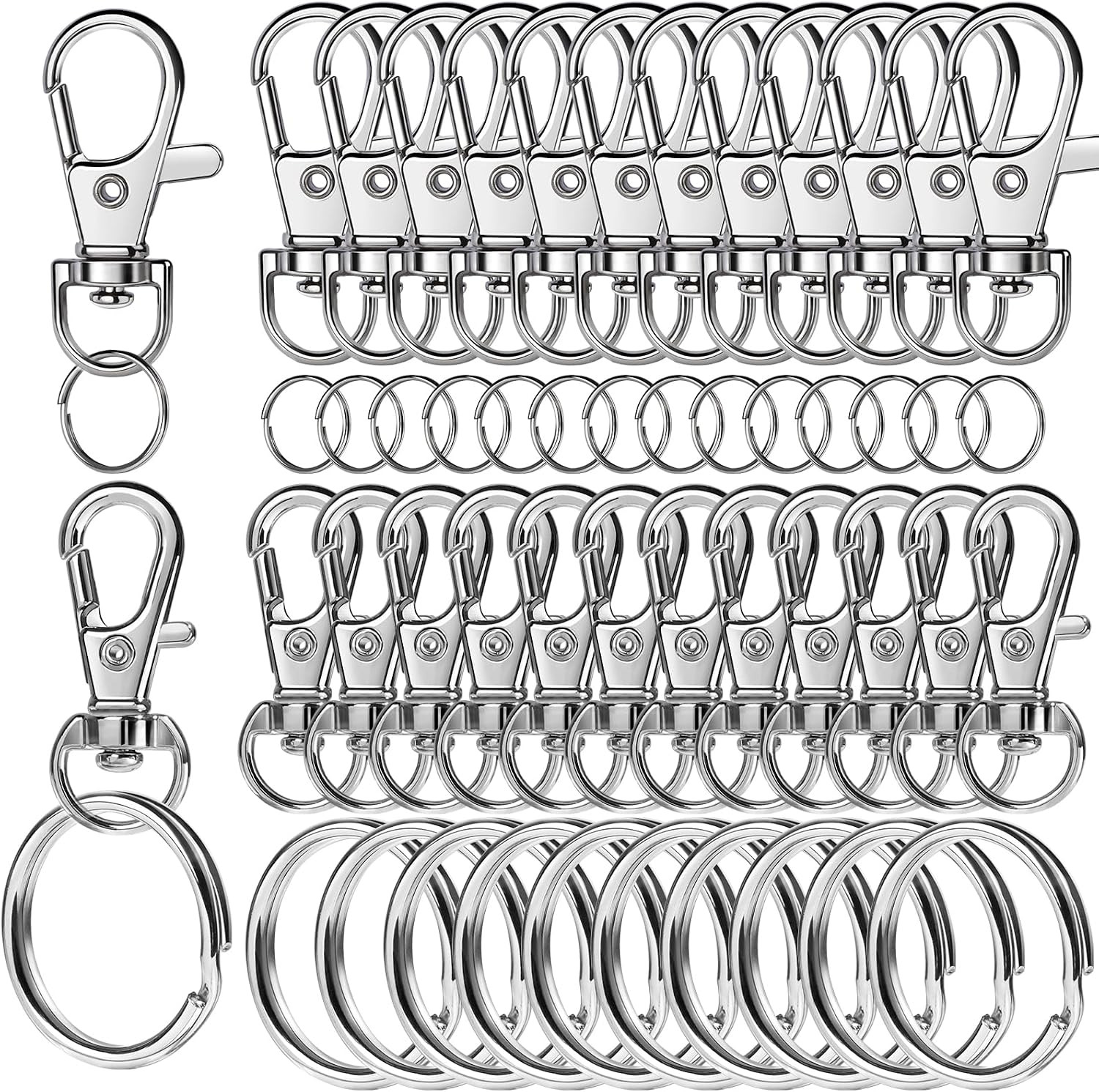 LEOBRO 60 PCS Swivel Snap Hooks and Key Rings, Keychain Clips and Key Chain