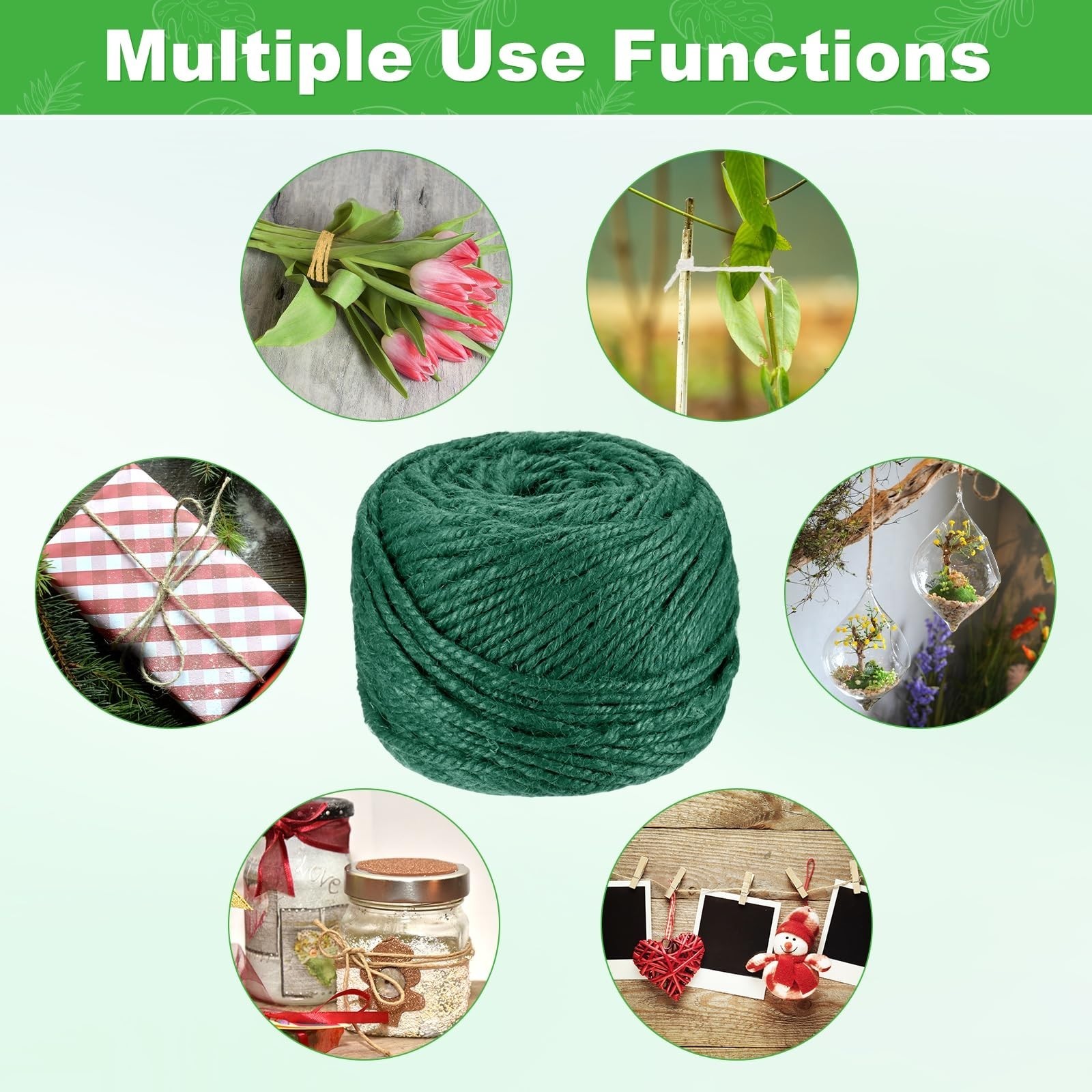 Natural Jute Twine String 3mm x 328ft – Durable Garden Twine for Crafts & Gift W