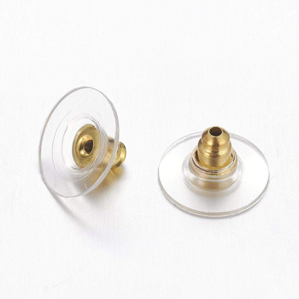 500pc Gold Brass Bullet Clutch Earring Backs Ear Nuts Earring Back Stopper