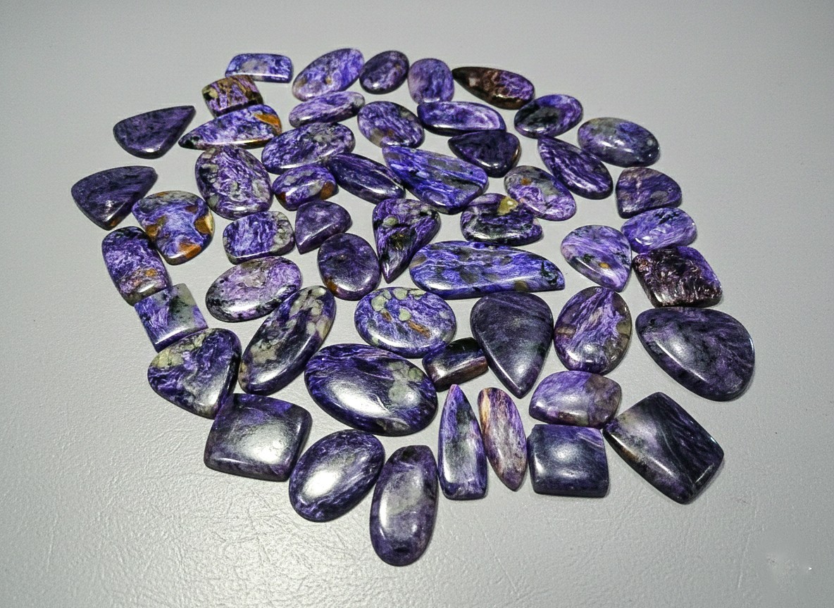 Charoite Cabochon Lot | Natural Purple Gemstones | Mixed Shapes | Jewelry Making