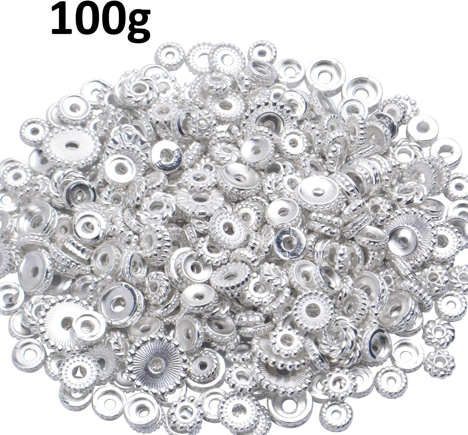 100 Gram(About 170-300Pcs) Spacer Beads Jewelry Bead Charm Spacers Alloy Spacer