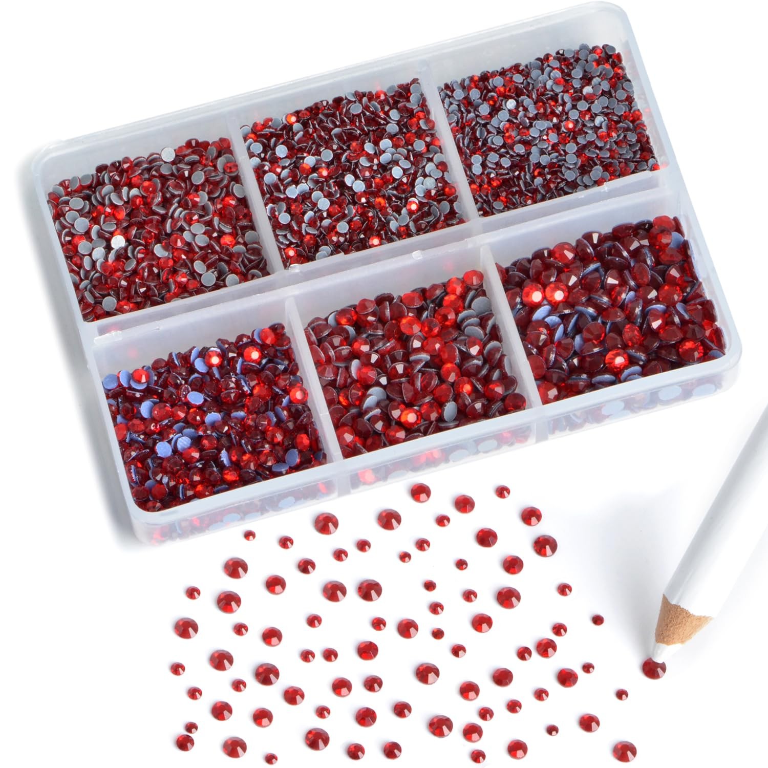 8000pcs Hotfix Rhinestones Flatback,Rhinestones for Crafts Clothes Mixed 6 Si…