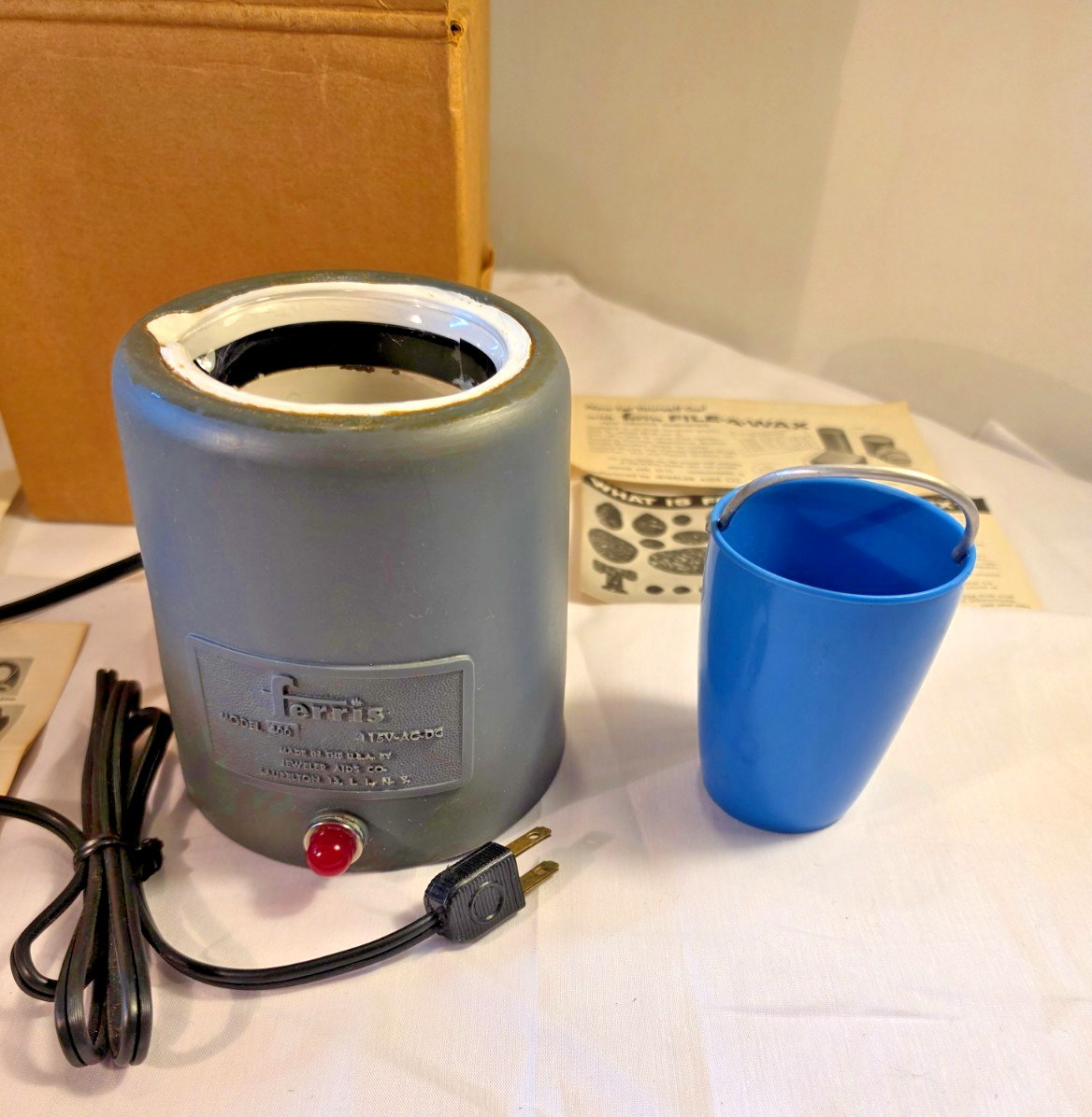 Vintage Ferris Model 400 Electric Pickler Jeweler Tool w Box Manual Basket Italy
