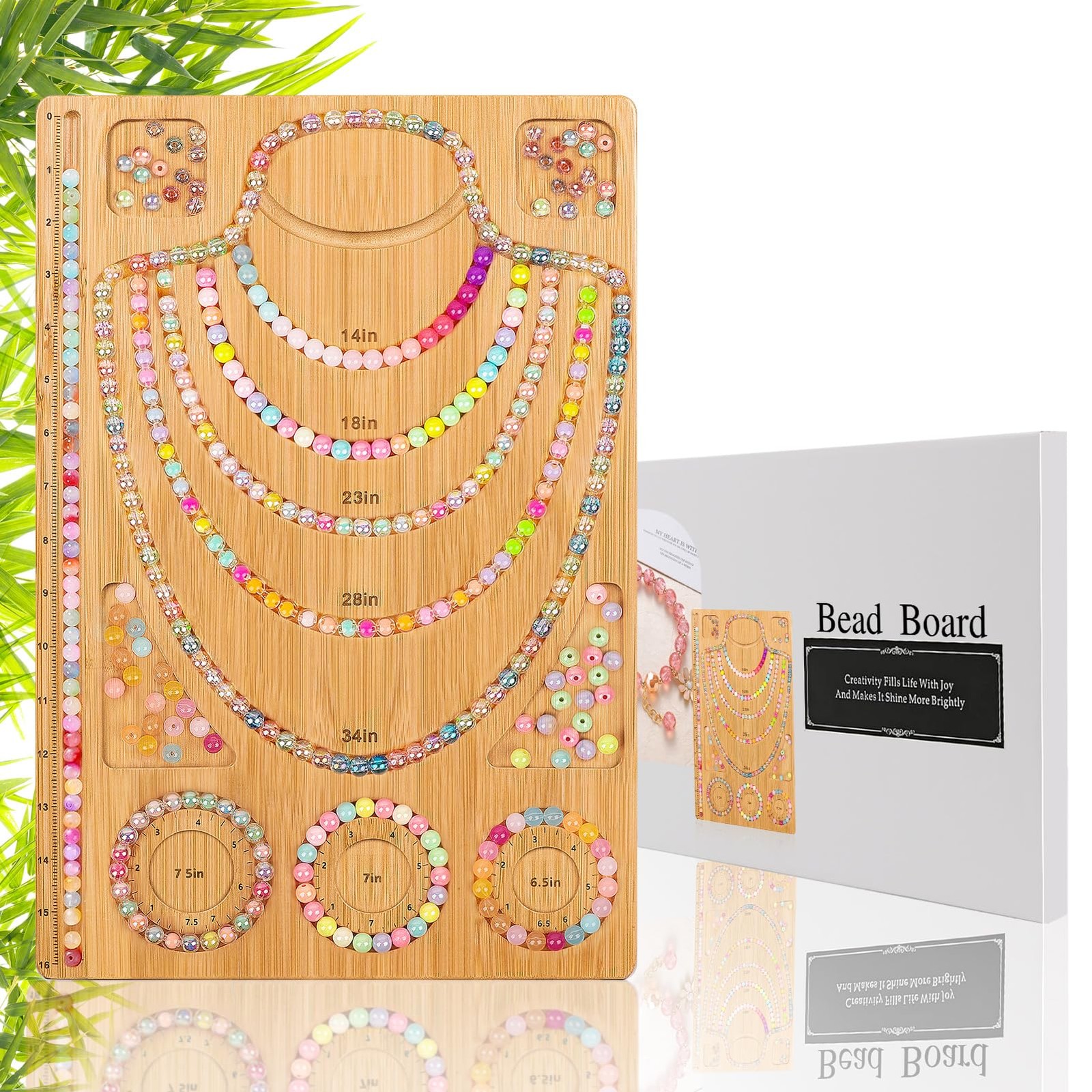Adrattnay Wooden Bead Boards for Jewelry Making with Box, 16.9 x Large, White